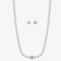 Monet Jewelry Gold Tone Womens White Glass Simulated Pearl Round 2-pc. Jewelry Set