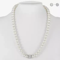 Monet Jewelry Gold Tone Womens White Glass Simulated Pearl Round 2-pc. Jewelry Set