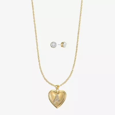 Monet Jewelry Gold Tone Initial Womens Glass Heart 2-pc. Set