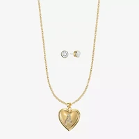 Monet Jewelry Gold Tone Initial Womens Glass Heart 2-pc. Set