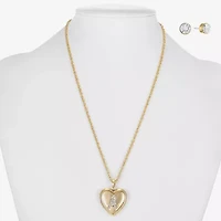 Monet Jewelry Gold Tone Initial Womens Glass Heart 2-pc. Set
