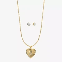 Monet Jewelry Gold Tone Initial Womens Glass Heart 2-pc. Set