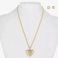 Monet Jewelry Gold Tone Initial Womens Glass Heart 2-pc. Set