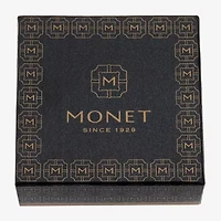 Monet Jewelry Gold Tone Initial Womens Glass Simulated Pearl Heart Stretch Bracelet