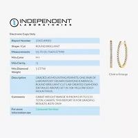 (H-I / I1) 1 CT. T.W. Lab Grown Diamond 10K or 14K White Yellow Gold 25mm Hoop Earrings