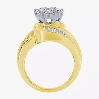 Diamond Blossom Womens 4 CT. T.W. Natural White 14K Gold Cluster Cocktail Ring