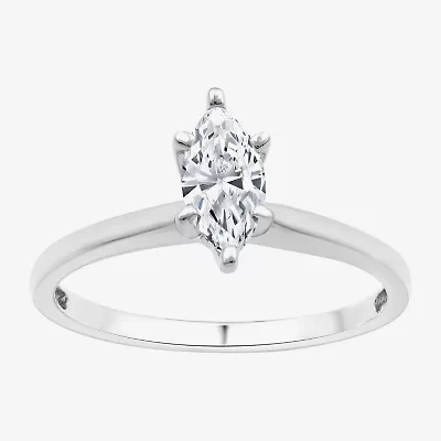 (G / Si1-Si2) Womens 3/4 CT. Lab Grown White Diamond 10K Gold Marquise Solitaire Engagement Ring