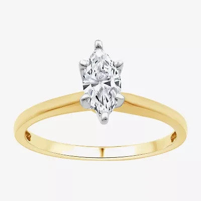 (G / Si1-Si2) Womens 3/4 CT. Lab Grown White Diamond 10K Gold Marquise Solitaire Engagement Ring
