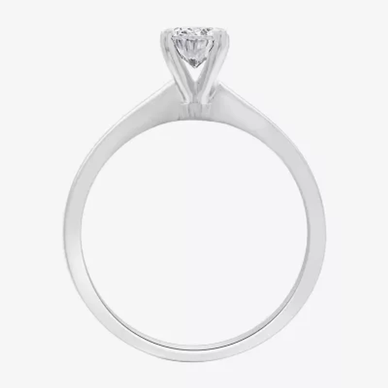 (G / Si1-Si2) Womens 3/4 CT. Lab Grown White Diamond 10K Gold Oval Solitaire Engagement Ring