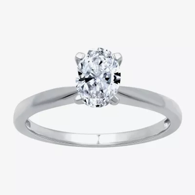 (G / Si1-Si2) Womens 3/4 CT. Lab Grown White Diamond 10K Gold Oval Solitaire Engagement Ring