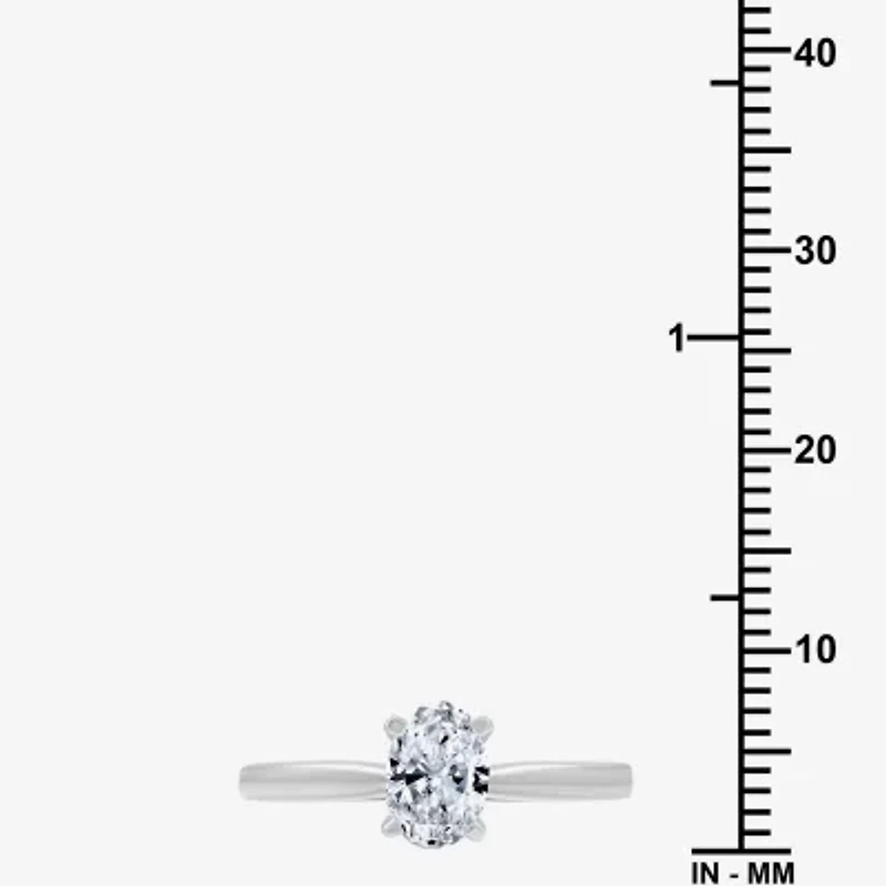 (G / Si1-Si2) Womens 3/4 CT. Lab Grown White Diamond 10K Gold Oval Solitaire Engagement Ring