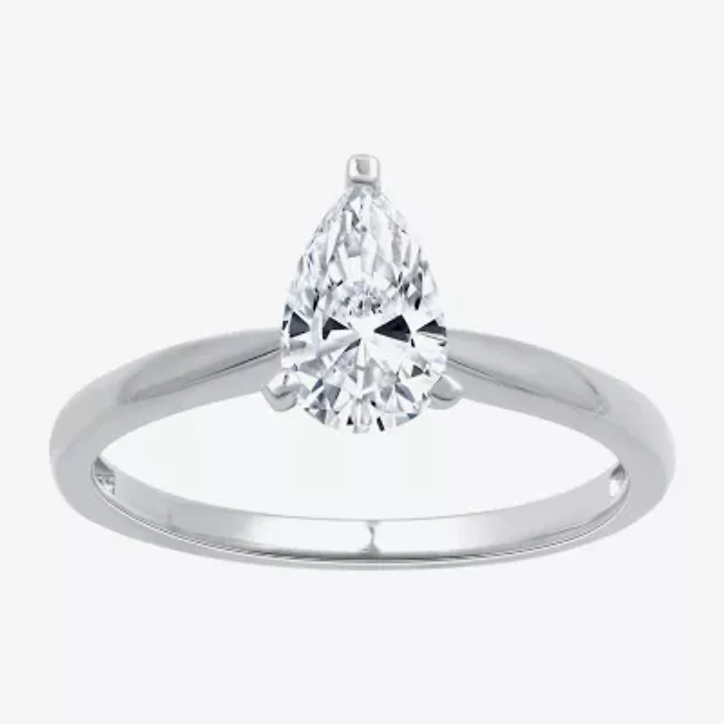 (G / Si1-Si2) Womens 3/4 CT. Lab Grown White Diamond 10K Gold Pear Solitaire Engagement Ring