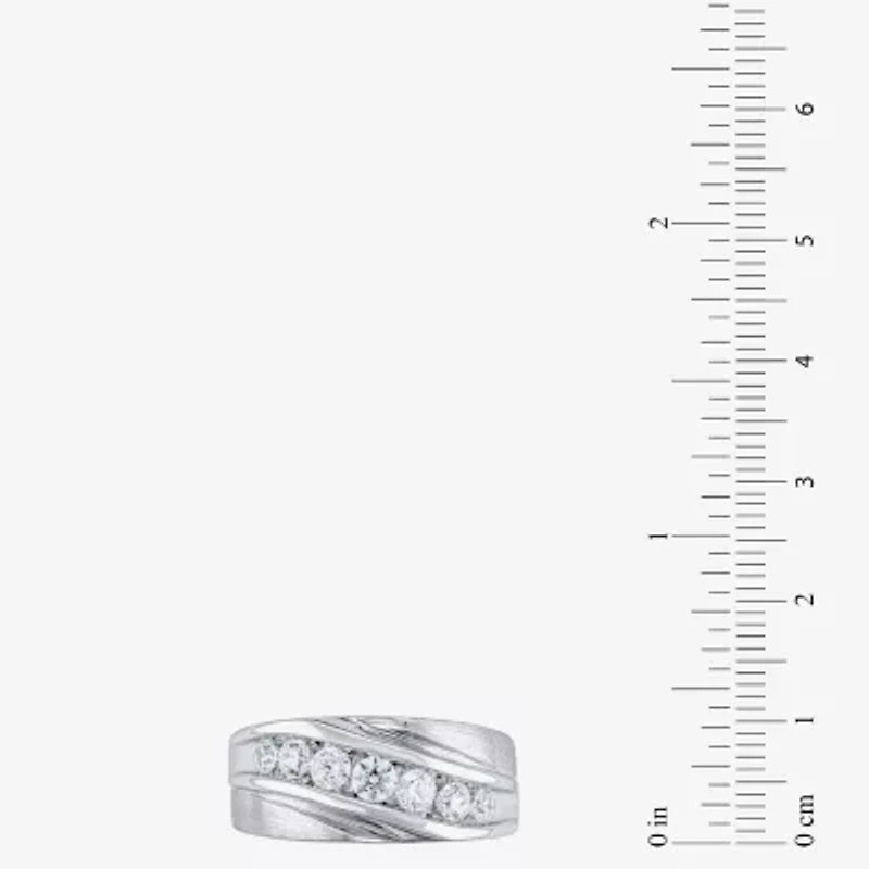 (H-I / I1) Mens 5MM 1 CT. T.W. Lab Grown White Diamond 10K Gold Wedding Band