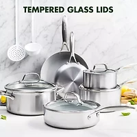 GreenPan Venice Pro Healthy Tri-Ply Stainless Steel Ceramic Non-Stick 10-pc. Cookware Set