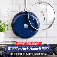 Blue Diamond Infused Ceramic Non-Stick 12" Frying Pan Skillet with Lid