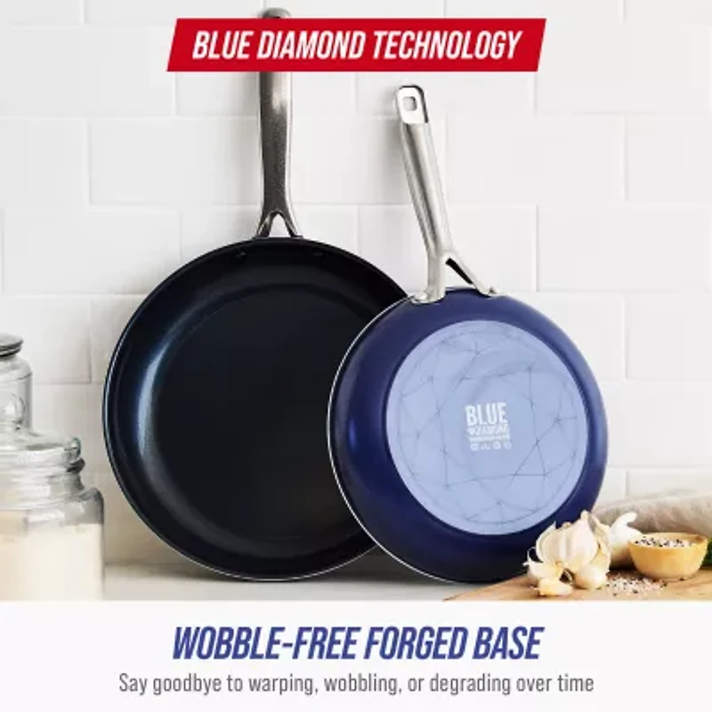 Blue Diamond Infused Ceramic Non-Stick Frying Pan Skillet Set