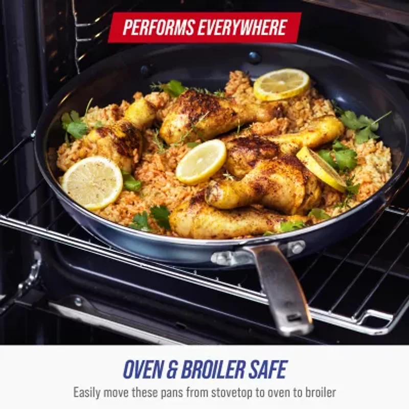 Blue Diamond Infused Ceramic Non-Stick Frying Pan Skillet Set