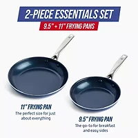 Blue Diamond Infused Ceramic Non-Stick Frying Pan Skillet Set