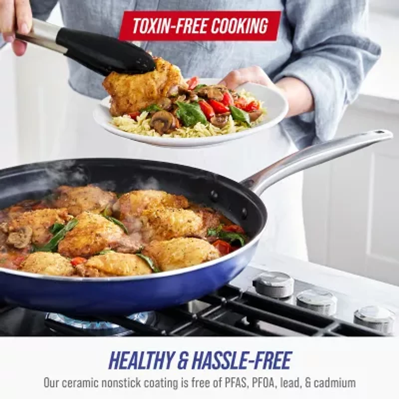 Blue Diamond Infused Ceramic Non-Stick Frying Pan Skillet Set
