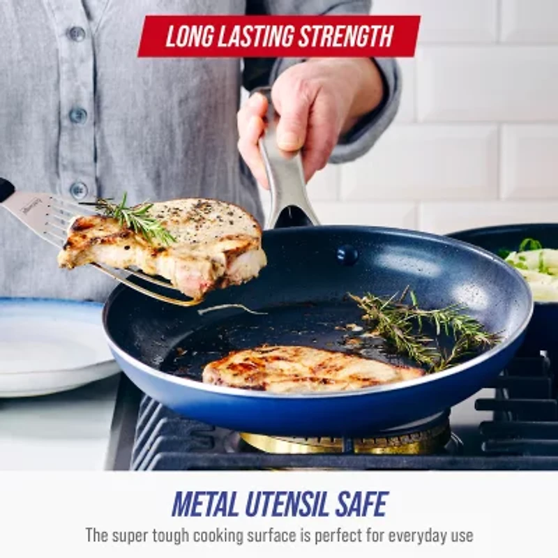 Blue Diamond Infused Ceramic Non-Stick Frying Pan Skillet Set