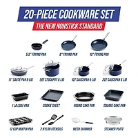 Blue Diamond Infused Ceramic Non-Stick 20-pc. Cookware and Bakeware Set