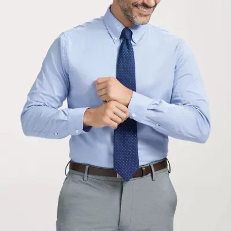 IZOD Cool Fx Mens Slim Fit Easy Care Wrinkle Free Long Sleeve Dress Shirt