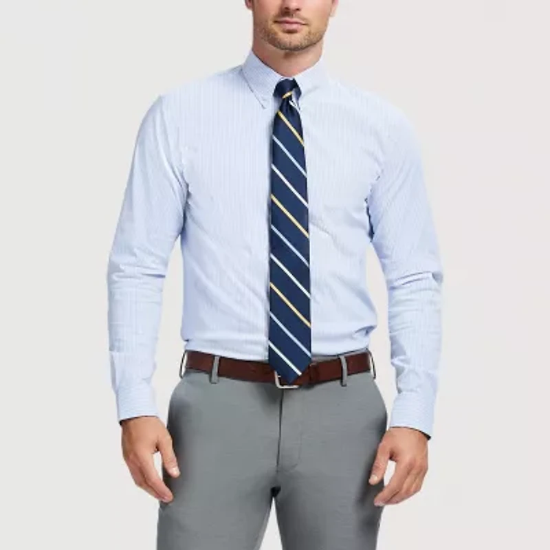 IZOD Cool Fx Mens Slim Fit Easy Care Wrinkle Free Long Sleeve Dress Shirt