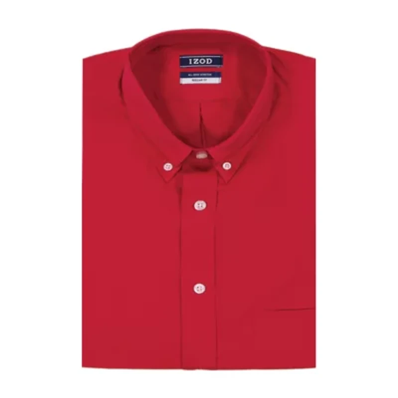 IZOD All Over Stretch Mens Classic Fit Easy Care Wrinkle Free Long Sleeve Dress Shirt