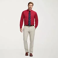 IZOD All Over Stretch Mens Classic Fit Easy Care Wrinkle Free Long Sleeve Dress Shirt