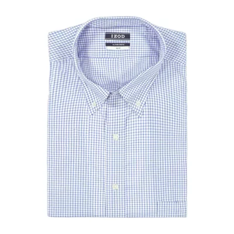 IZOD All Over Stretch Mens Classic Fit Easy Care Wrinkle Free Long Sleeve Dress Shirt