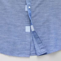 St. John's Bay Chambray Mens Easy-on + Easy-off Short Sleeve Classic Fit Big and Tall Button-Down Shirt