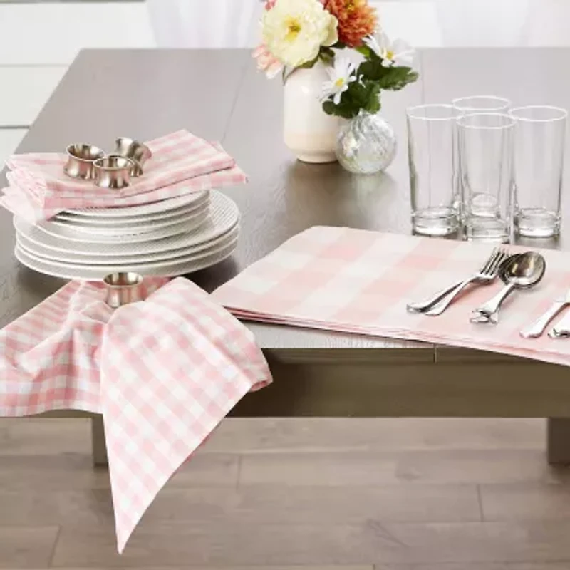Design Imports Pink/White Gingham 6-pc. Napkins