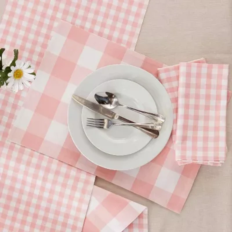 Design Imports Pink/White Gingham 6-pc. Napkins