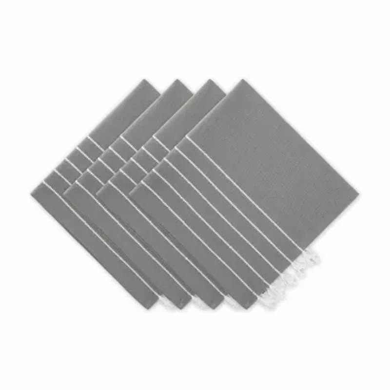 Design Imports Gray/ White Stripe Tassel Set 4-pc. Napkins