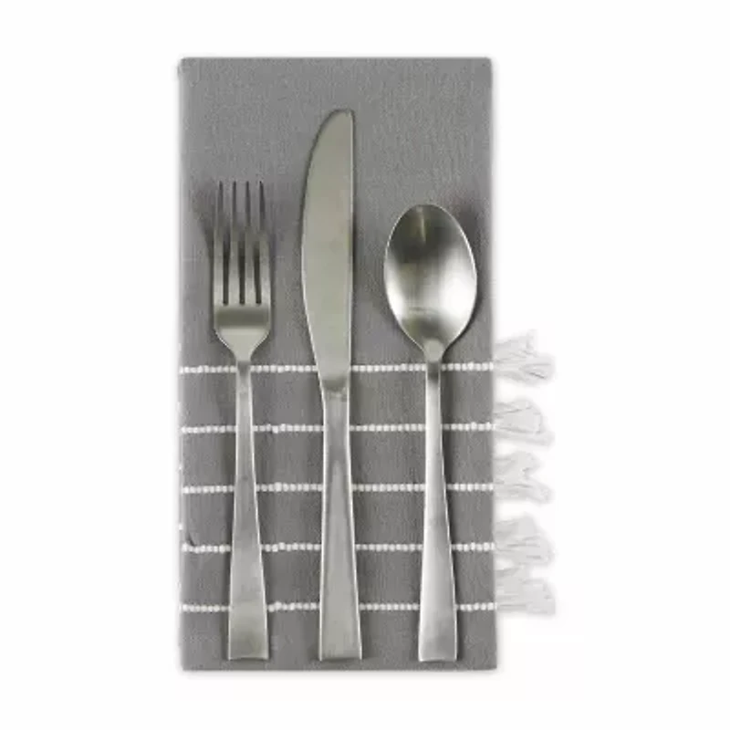 Design Imports Gray/ White Stripe Tassel Set 4-pc. Napkins