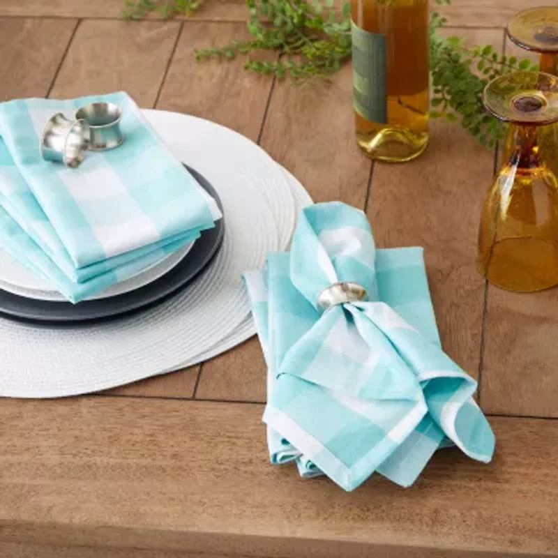 Design Imports Aqua/White Checkers 6-pc. Napkins