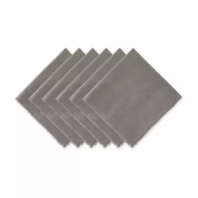 Design Imports Gray Solid Heavyweight Fringed 6-pc. Napkins