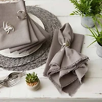Design Imports Gray Solid Heavyweight Fringed 6-pc. Napkins