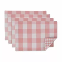 Design Imports Pink/White Reversible Gingham/Buffalo Check 4-pc. Placemats