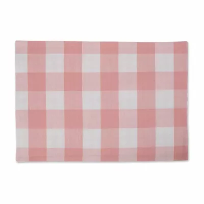 Design Imports Pink/White Reversible Gingham/Buffalo Check 4-pc. Placemats