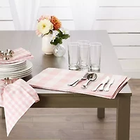Design Imports Pink/White Reversible Gingham/Buffalo Check 4-pc. Placemats