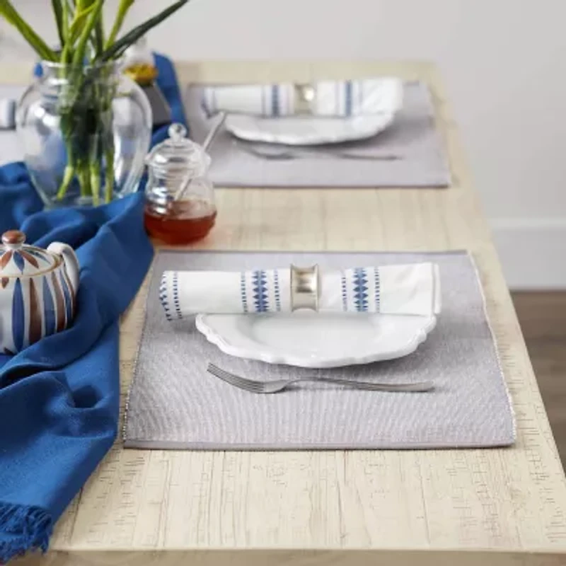 Design Imports Gray/White 2-Tone Ribbed 6-pc. Placemat