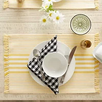 Design Imports Deep Yellow Stripes With Fringe 6-pc. Placemat