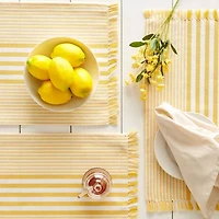 Design Imports Deep Yellow Stripes With Fringe 6-pc. Placemat
