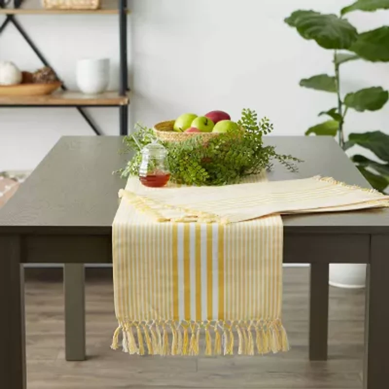 Design Imports Deep Yellow Stripes With Fringe 6-pc. Placemat