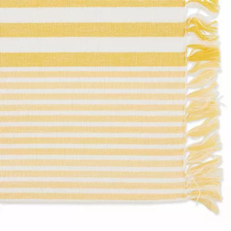 Design Imports Deep Yellow Stripes With Fringe 6-pc. Placemat