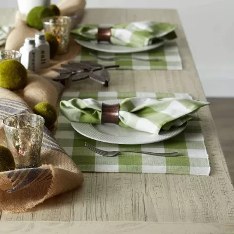 Design Imports Antique Green Buffalo Check Ribbed 6-pc. Placemat