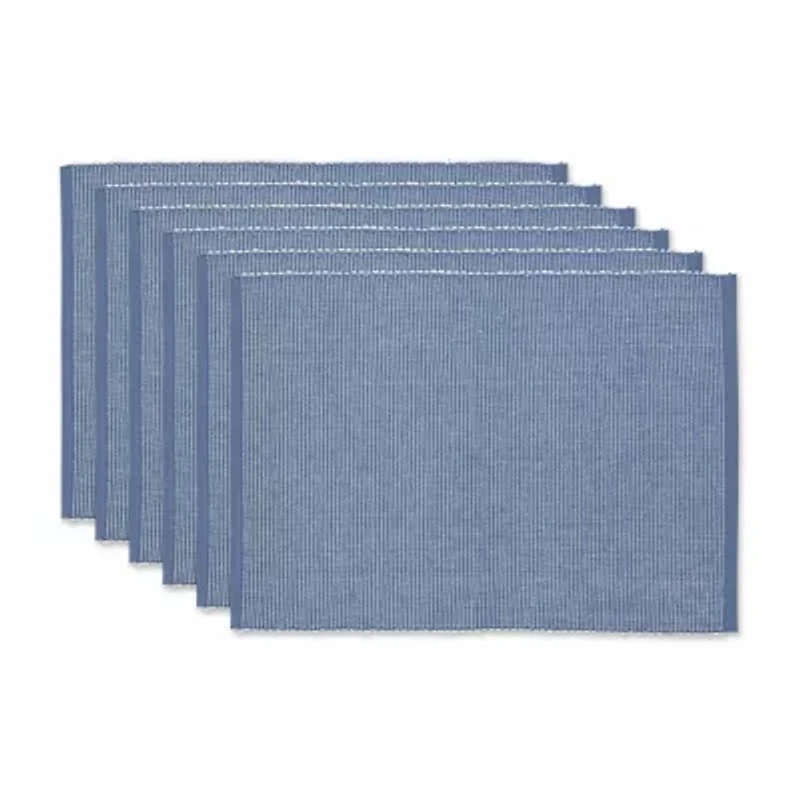 Design Imports Stonewash Blue/White 2-Tone Ribbed 6-pc. Placemat