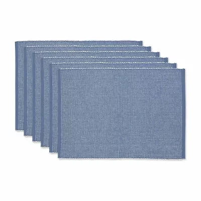 Design Imports Stonewash Blue/White 2-Tone Ribbed 6-pc. Placemat