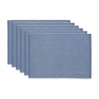 Design Imports Stonewash Blue/White 2-Tone Ribbed 6-pc. Placemat
